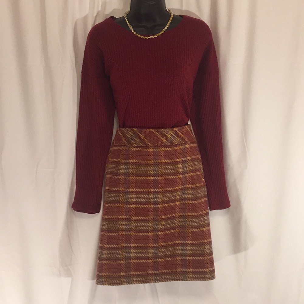 Vintage Talbots plaid wool blend skirt